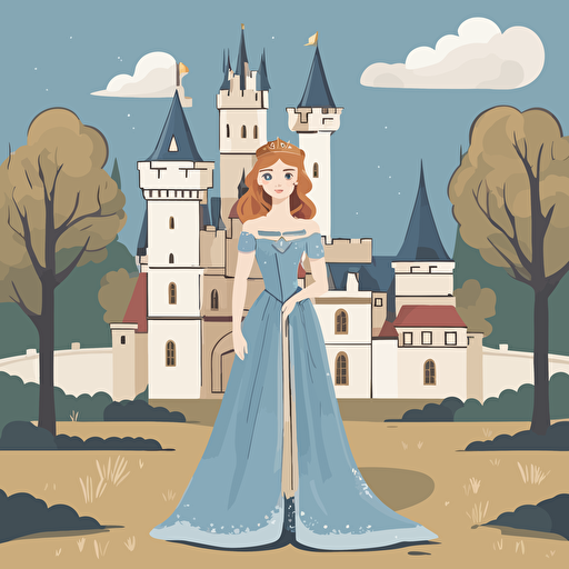 a princess standing in front of a castle