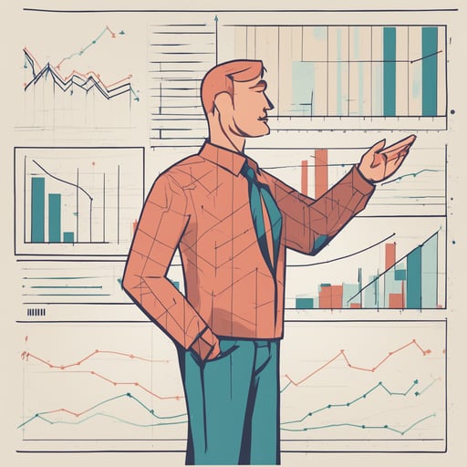 a person explaining a large graph