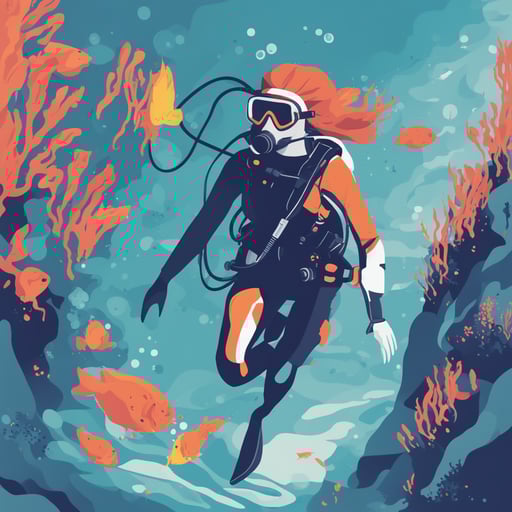 a woman scuba diving