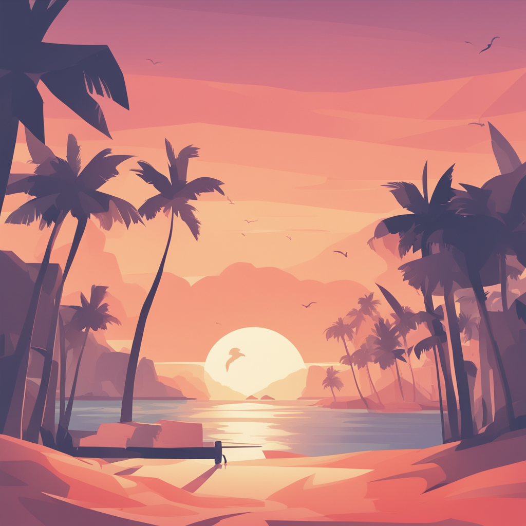 a sunsetting over a beach