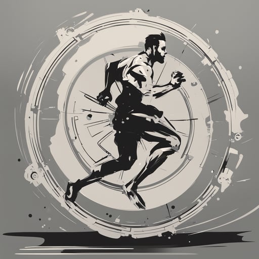 a man running in a cog wheel