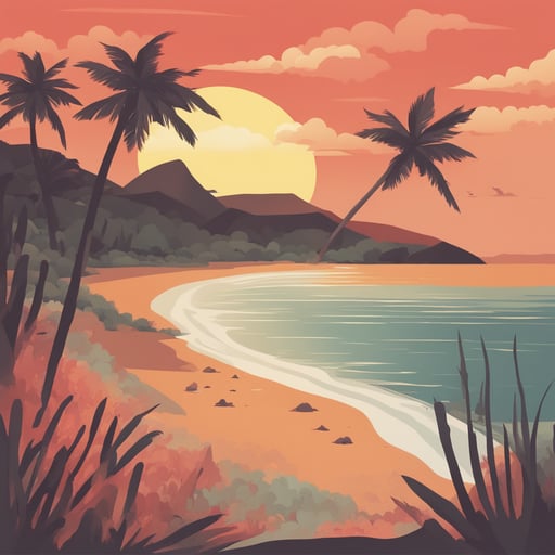 a sunsetting over a beach