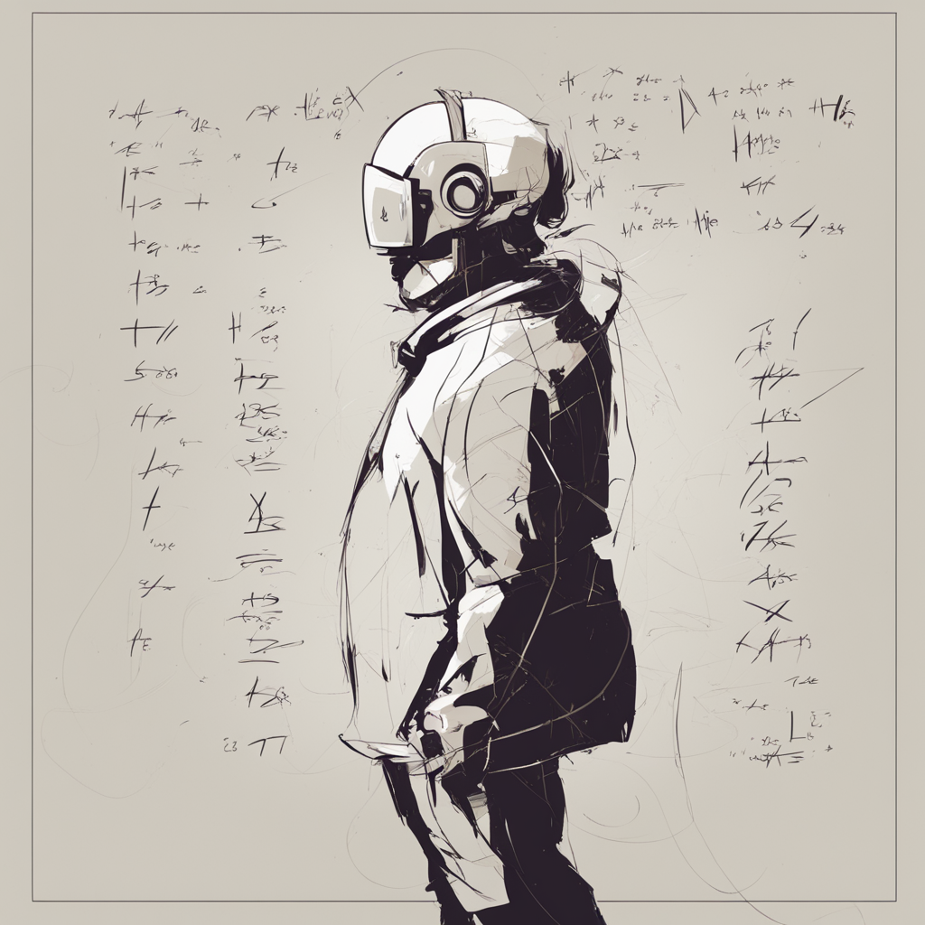 a person with math equations