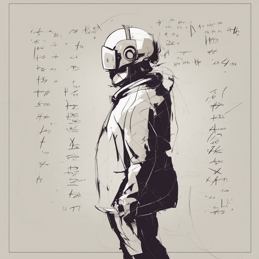 a person with math equations