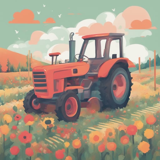 a tractor on a farm