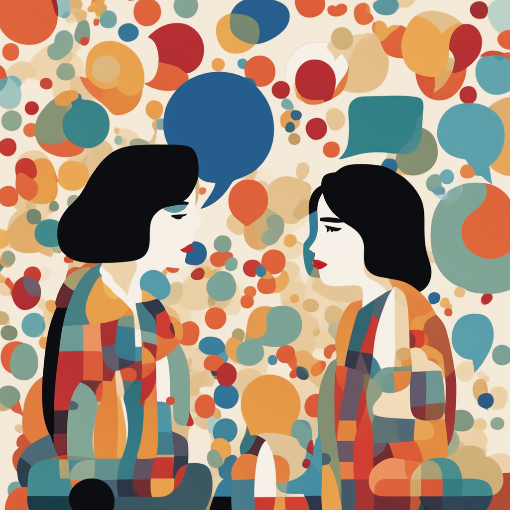 two people talking with chat bubbles