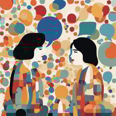 two people talking with chat bubbles