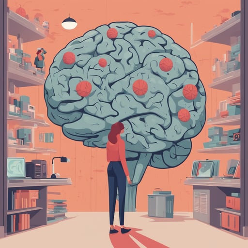 researches standing in front of a gigantic brain