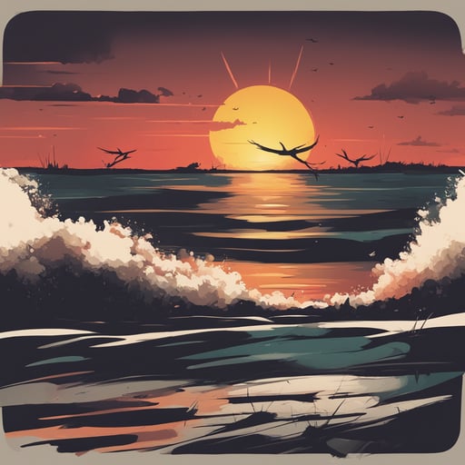 a sunsetting over a beach