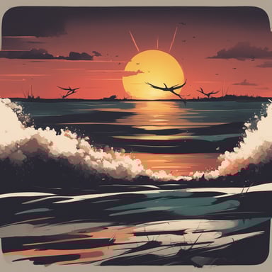 a sunsetting over a beach