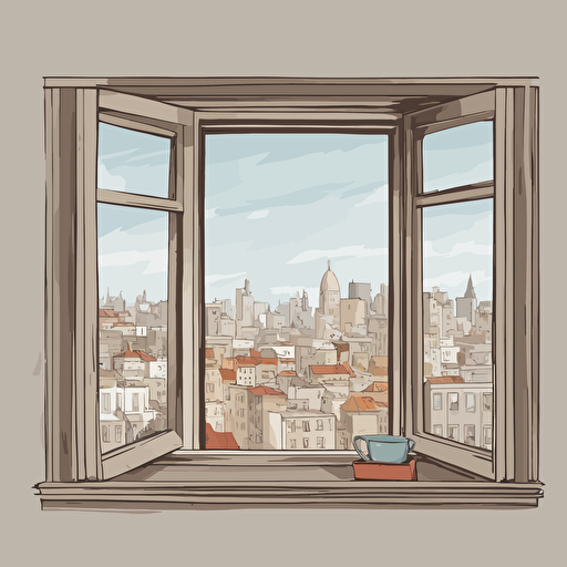 a window with a view of a city