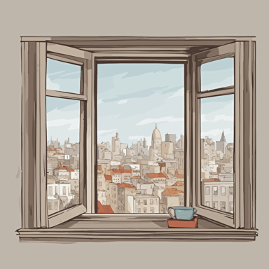 a window with a view of a city