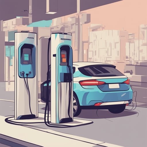 a car recharging at a recharge station