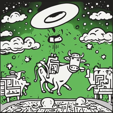 an alien spaceship abducting a cow