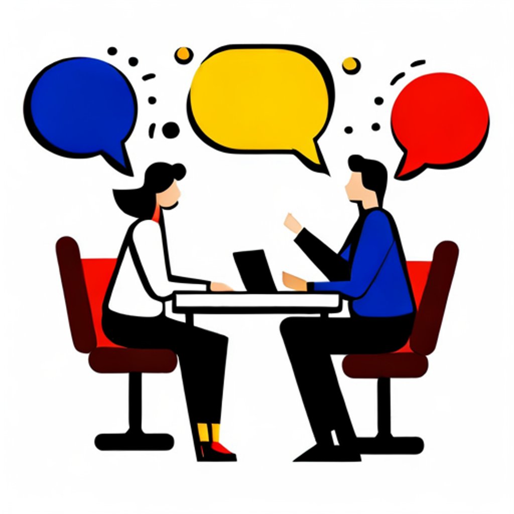 two people talking with chat bubbles