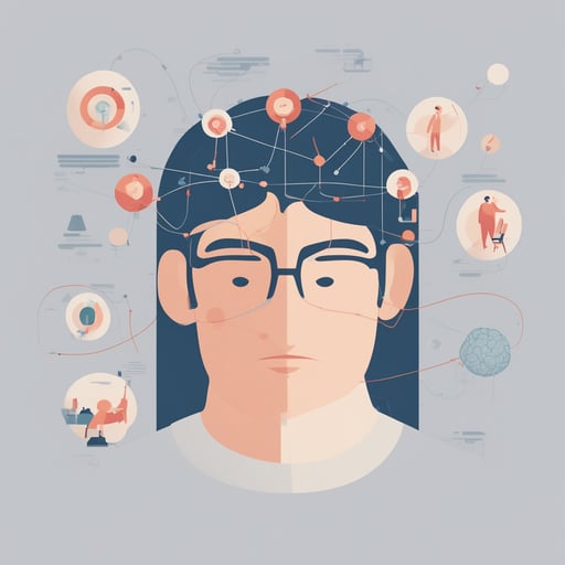 a person with their brain shown connected to a diagram