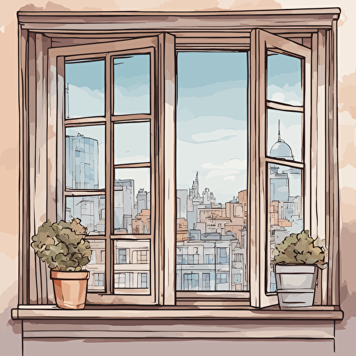 a window with a view of a city