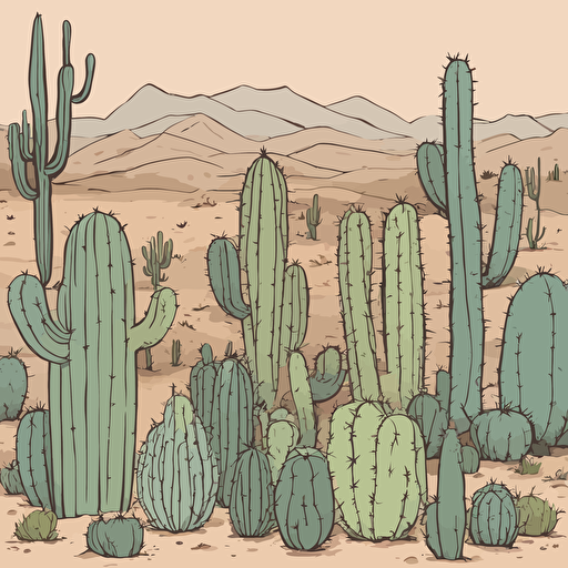 a collection of cacti in the desert
