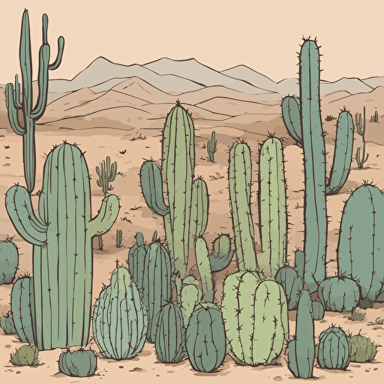 a collection of cacti in the desert