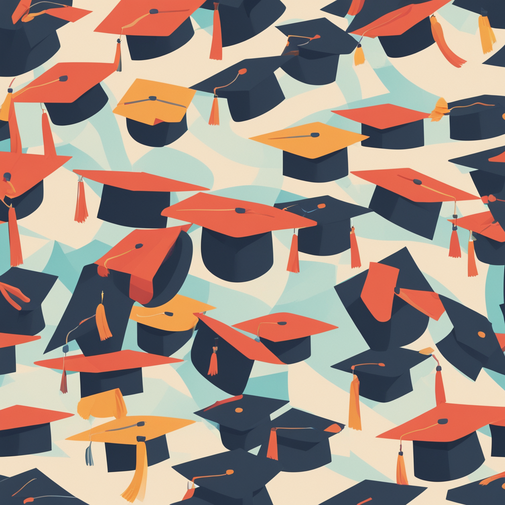 graduations hats in the air