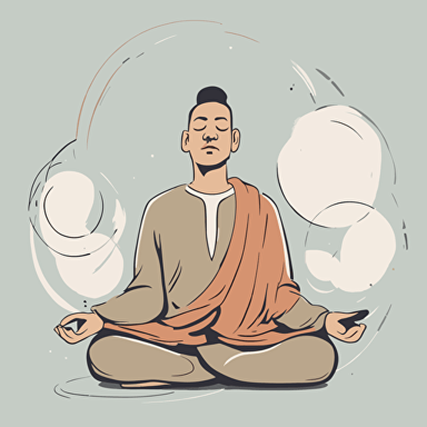 a person meditating with shapes coming out of their head