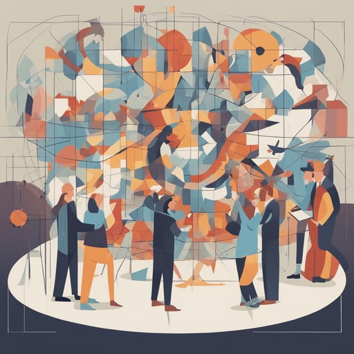 a team interacting with a large diagram