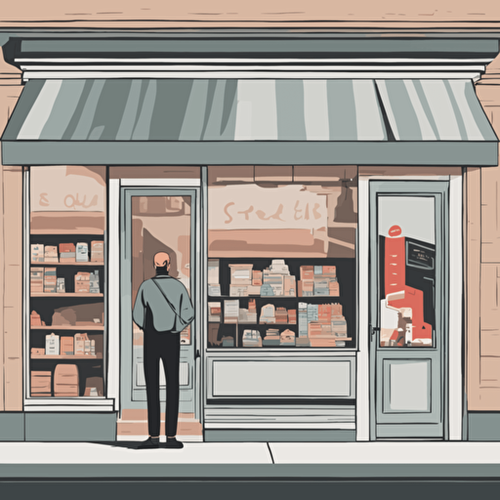 a person standing in front of a store