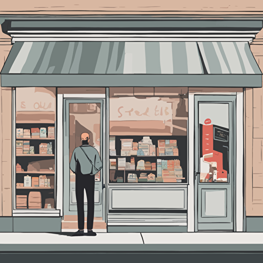 a person standing in front of a store