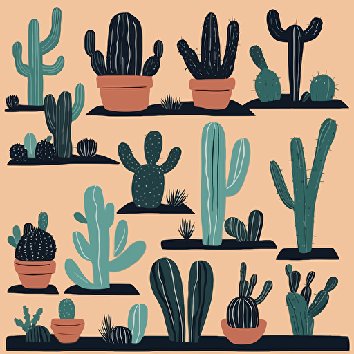 a collection of cacti in the desert