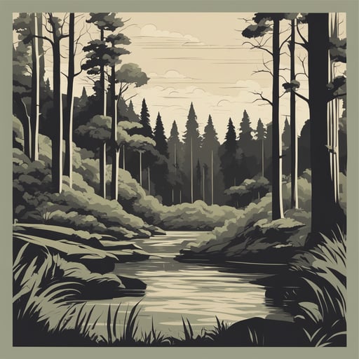 a forest with a river