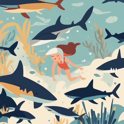 a person diving with sharks