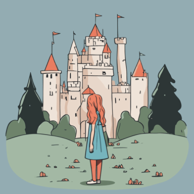 a princess standing in front of a castle