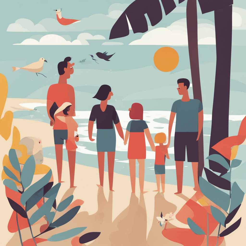 a family at the beach