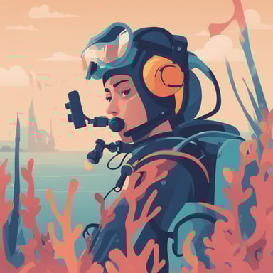 a woman scuba diving