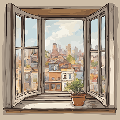 a window with a view of a city
