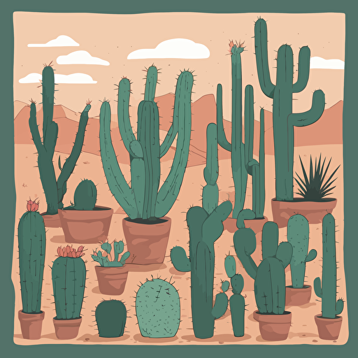 a collection of cacti in the desert