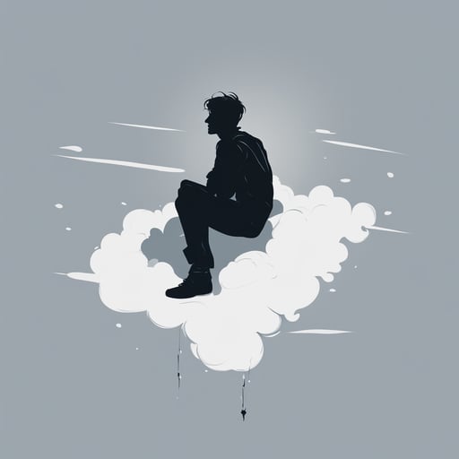 a person sitting on a cloud