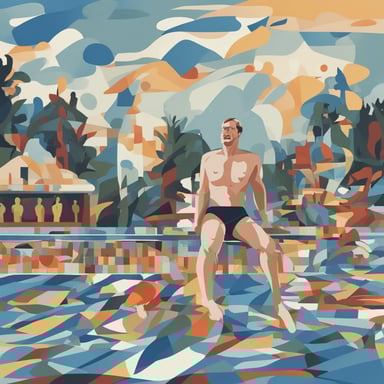 a man swimming in the pool