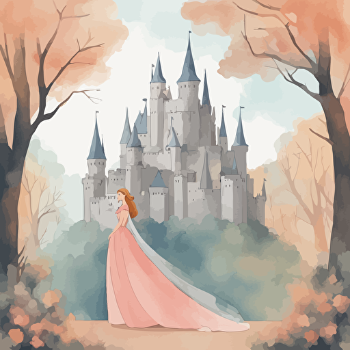 a princess standing in front of a castle