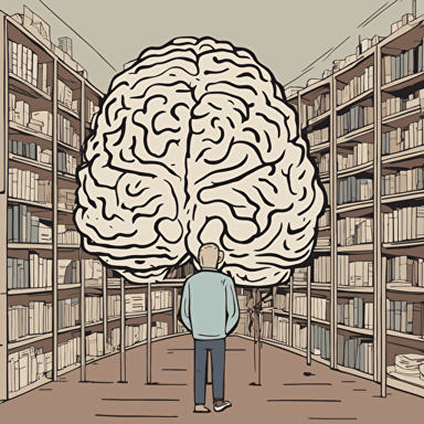 researches standing in front of a gigantic brain