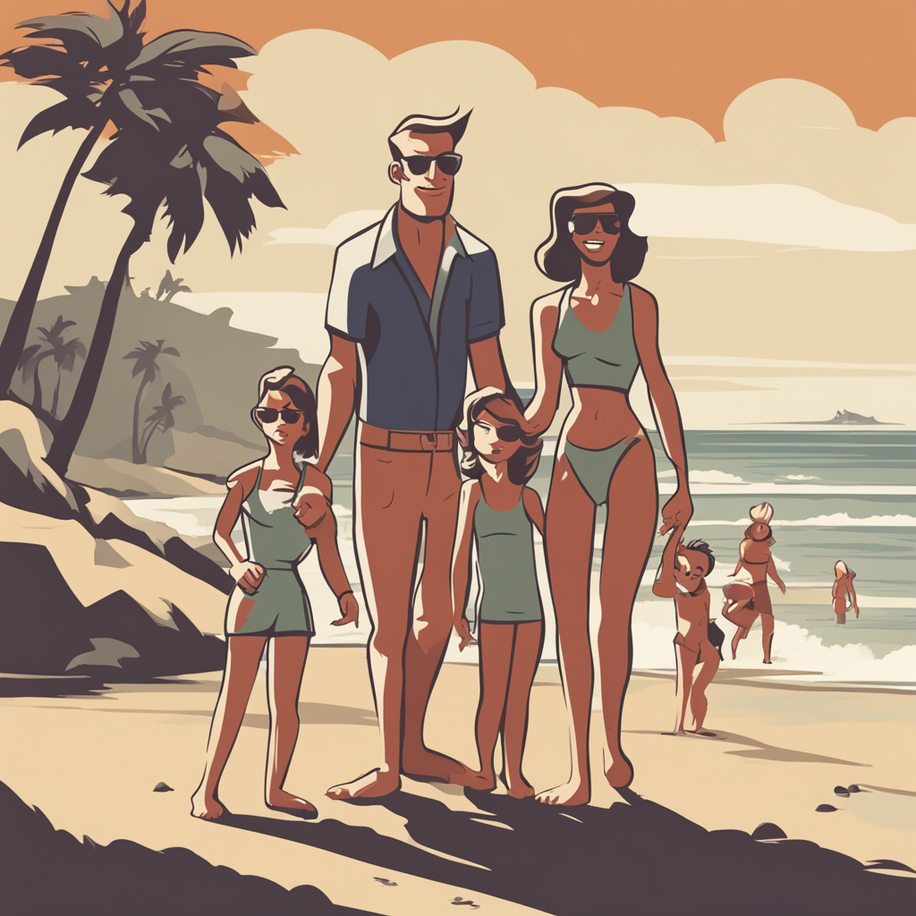 a family at the beach