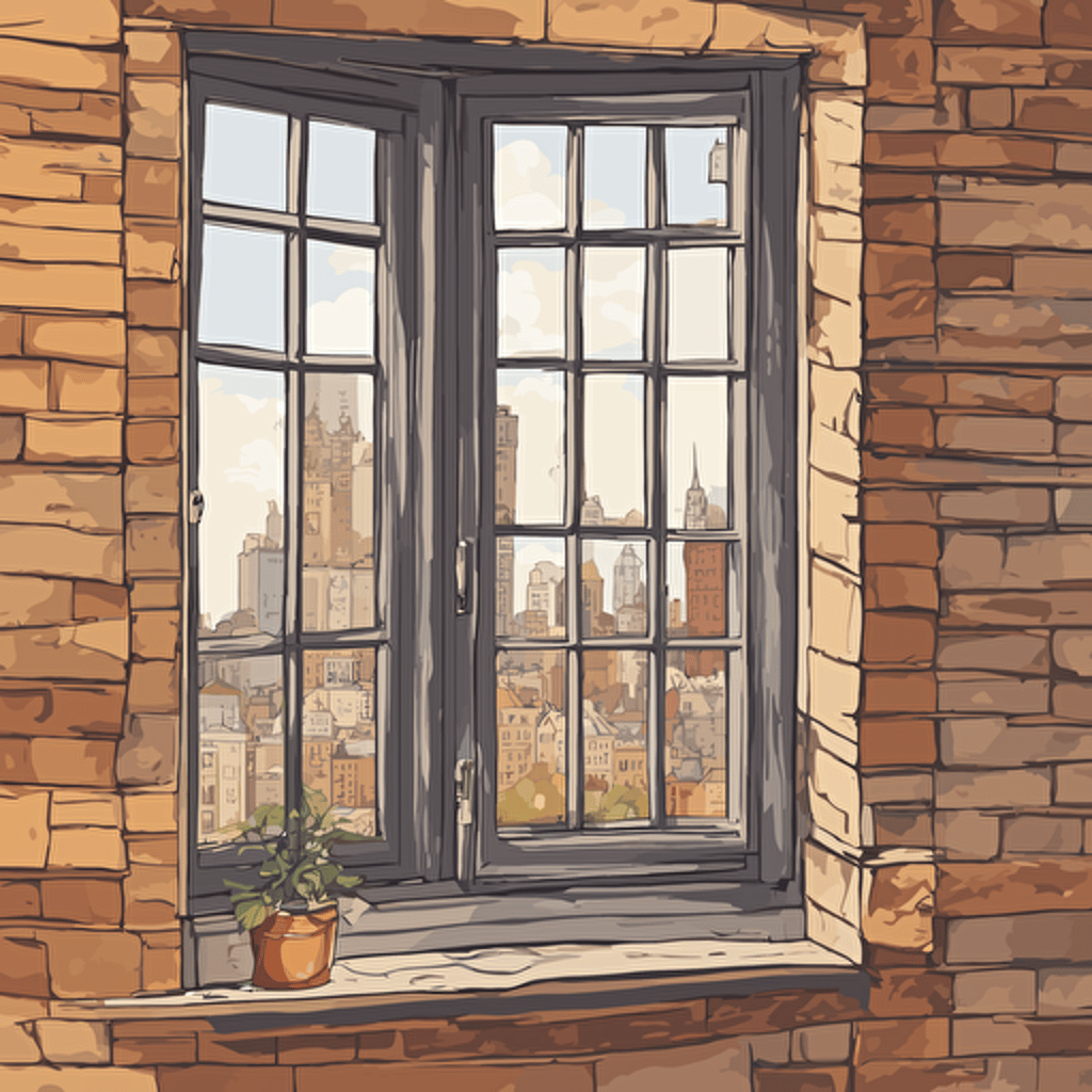 a window with a view of a city