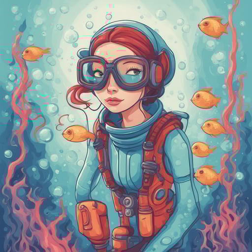 a woman scuba diving