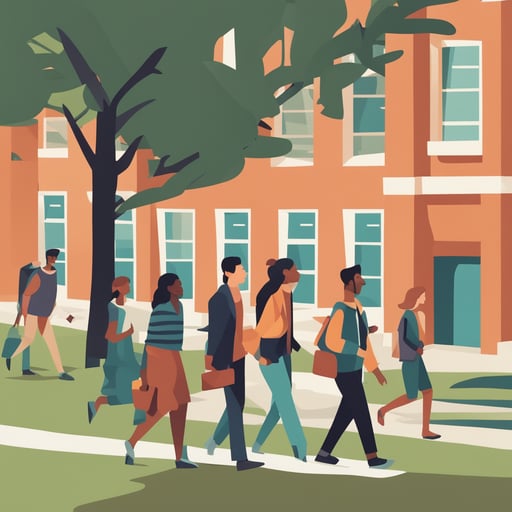 people walking in a college campus