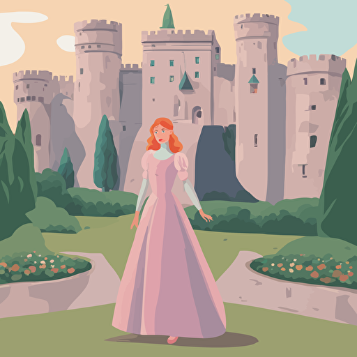 a princess standing in front of a castle