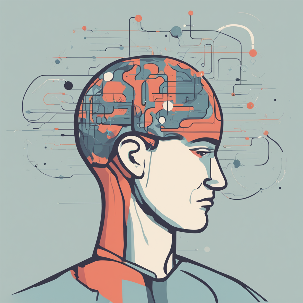 a person with their brain shown connected to a diagram