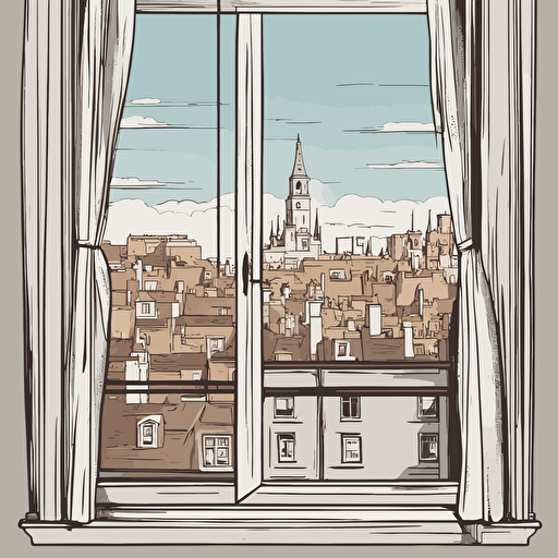 a window with a view of a city