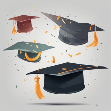 graduations hats in the air