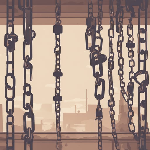 a screen locked in chains