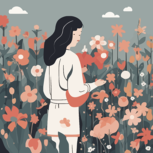 a person picking flowers